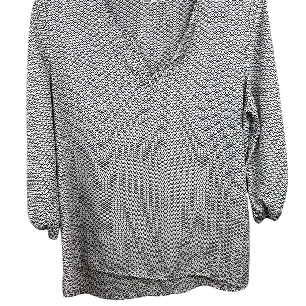 Pleione Black and‎ White sleeve with elastic top blouse large office elegant